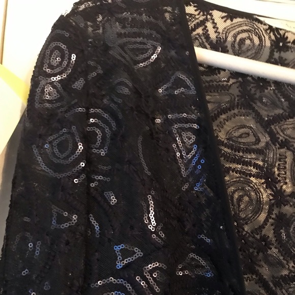 Tahari Navy blue gown with sequined jacket - Picture 9 of 12